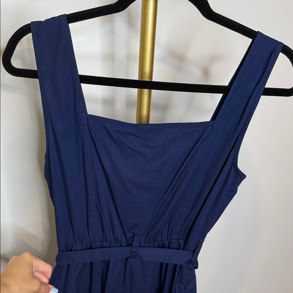 NWT J Crew Factory Button-front belted midi dress Navy - Picture 5 of 6